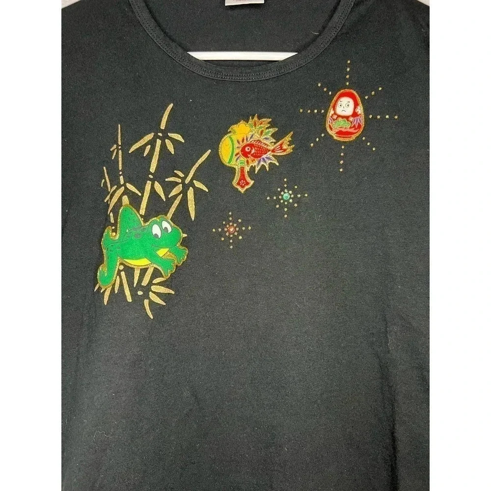 Vintage embroidered black shirt size L. - Picture 2 of 5